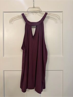 Market & Spruce Plum Halter Keyhole Tank Top